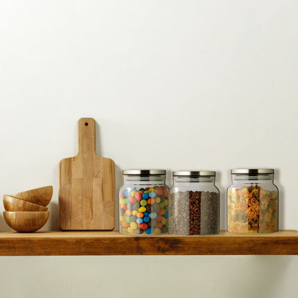 set of 3 storage jars with lids 1100 ml