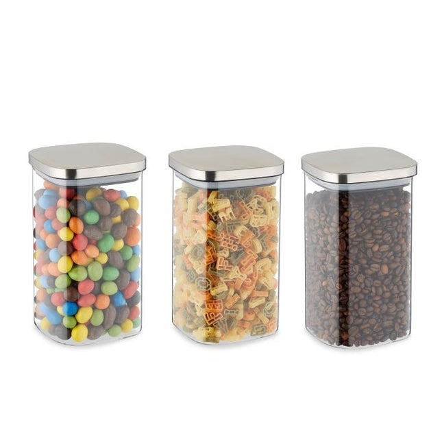 set of 3 storage jars with lids 1200 ml
