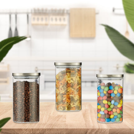 set of 3 storage jars with lids 1200 ml