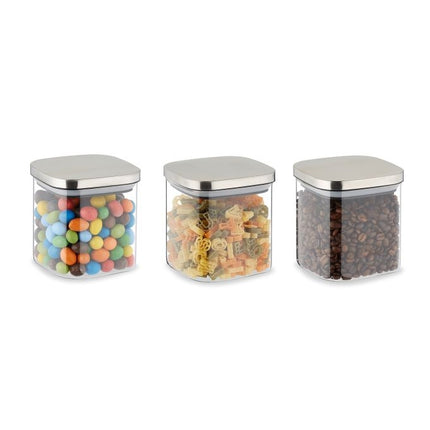 set of 3 storage jars with lids 600 ml