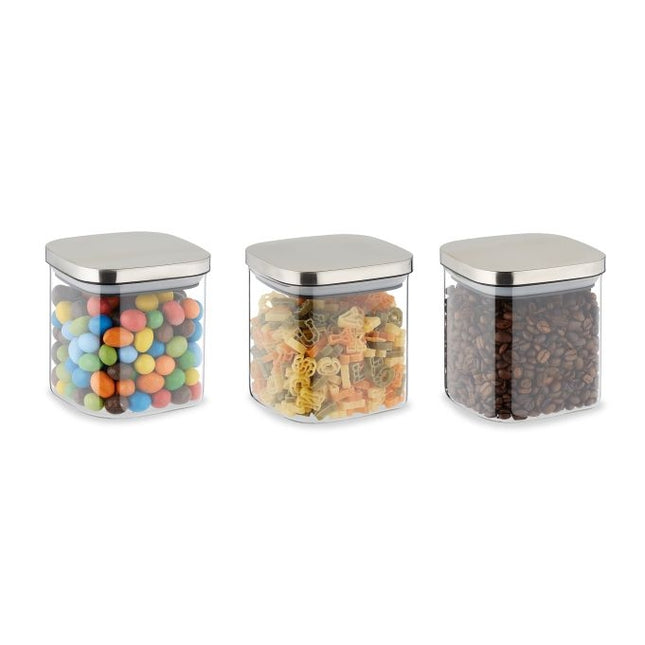 set of 3 storage jars with lids 600 ml