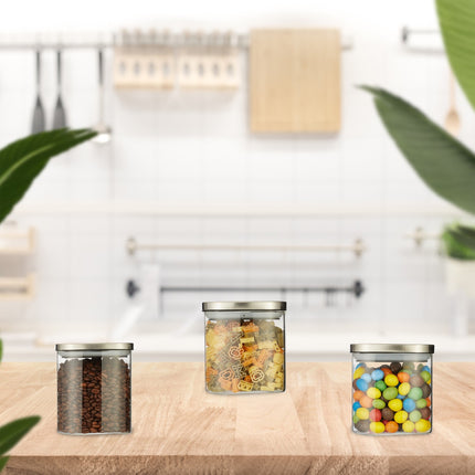 set of 3 storage jars with lids 600 ml