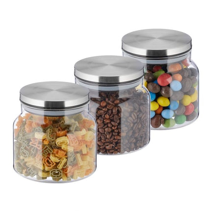 set of 3 storage jars with lids 850 ml