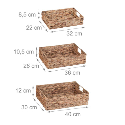 set of 3 trays water hyacinth