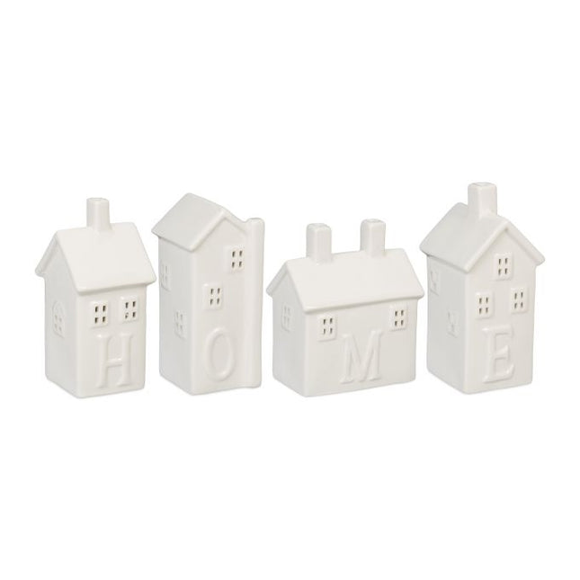 set of 4 ceramic "Home" heat candle holders