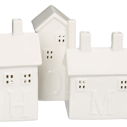 set of 4 ceramic "Home" heat candle holders