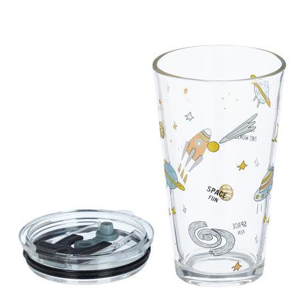 set of 4 children's glasses with a space motif