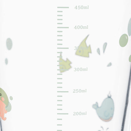 set of 4 children's glasses with whale motif