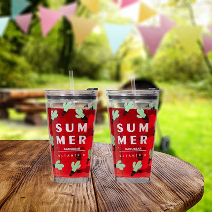 set of 4 drinking glasses with cactus motif