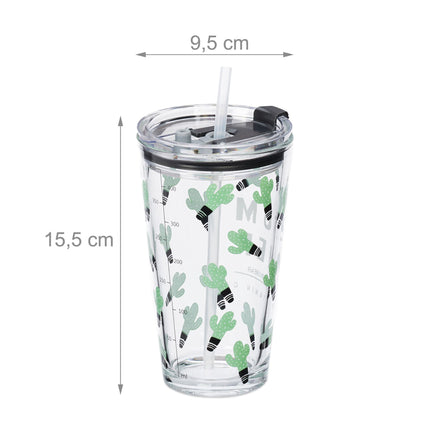 set of 4 drinking glasses with cactus motif