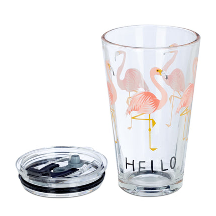 set of 4 glass bottles Flamingo