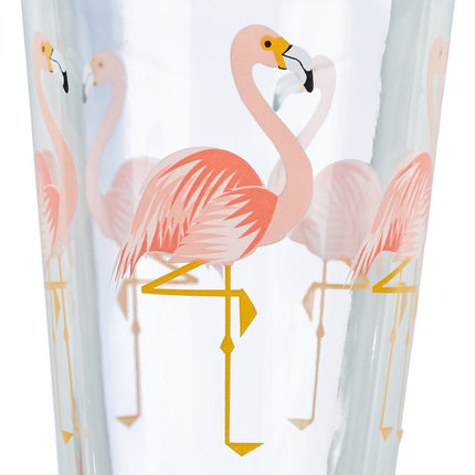 set of 4 glass bottles Flamingo