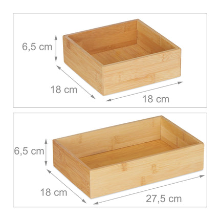 set of 5 bamboo storage boxes