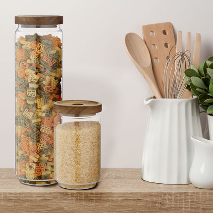 set of 5 glass storage jars with lids