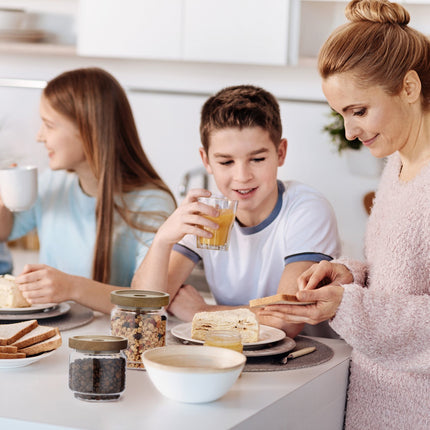 set of 5 glass storage jars with lids
