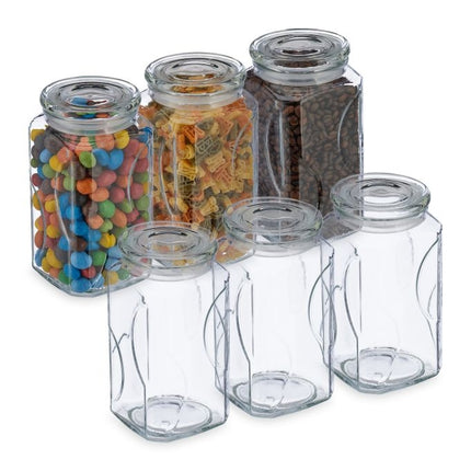 set of 6 storage jars with lids 1000 ml