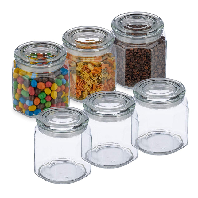 set of 6 storage jars with lids 1300 ml
