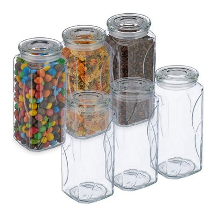 set of 6 storage jars with lids 1300 ml
