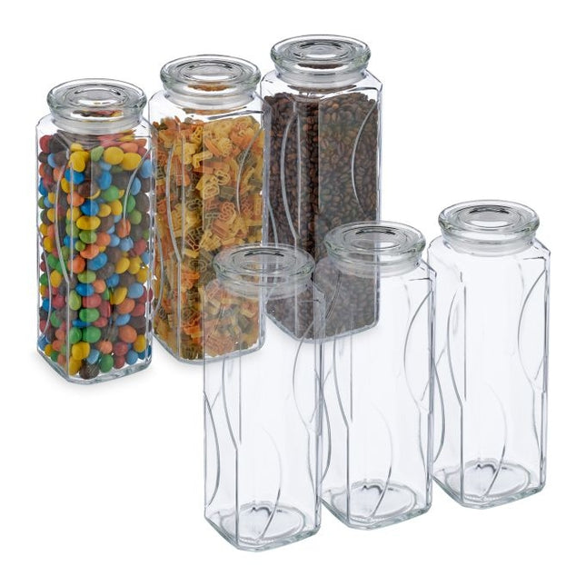 set of 6 storage jars with lids 1650 ml