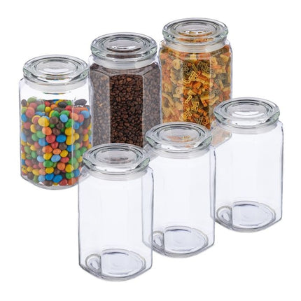 set of 6 storage jars with lids 2400 ml