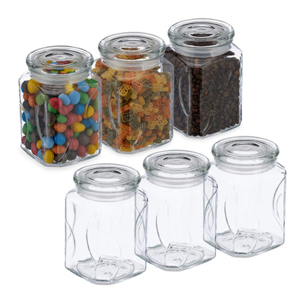 set of 6 storage jars with lids 750 ml