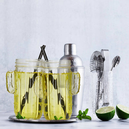 set of 8 drinking glasses Cactus with straw