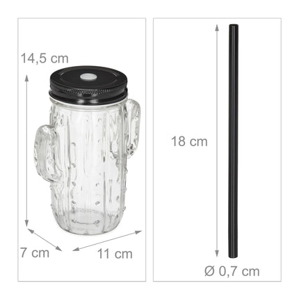 set of 8 drinking glasses Cactus with straw