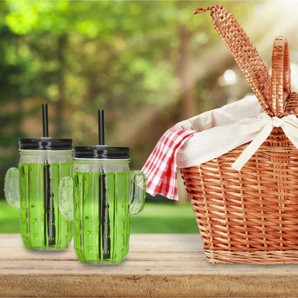 set of 8 drinking glasses Cactus with straw