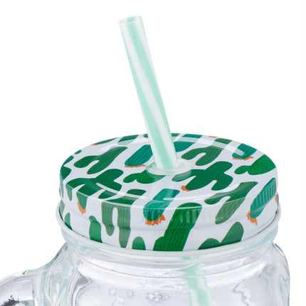 set of 8 drinking glasses with cactus lids