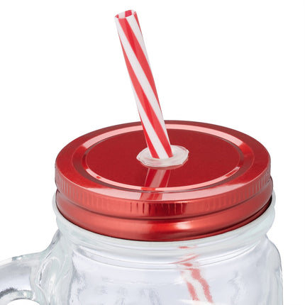 set of 8 drinking glasses with red lids