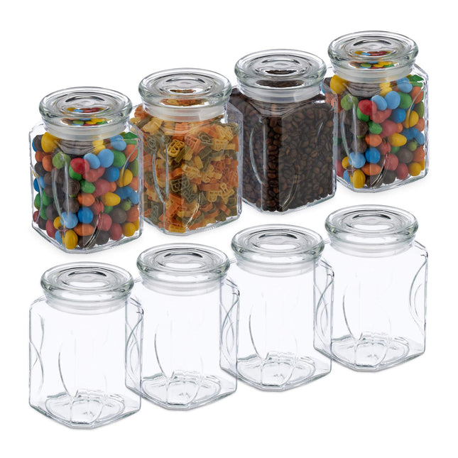 set of 8 storage jars with lids 750 ml