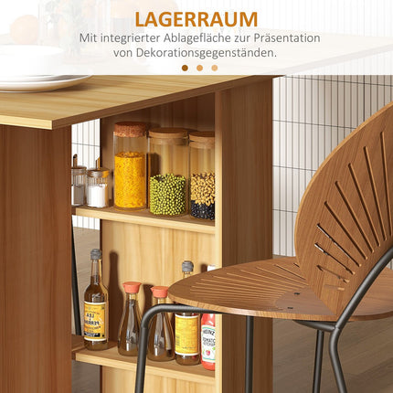 Small folding dining table, 140cm, space-saving, teak