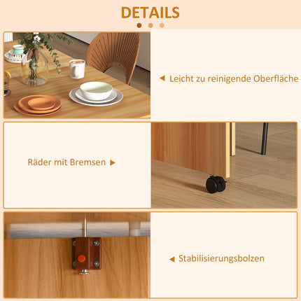Small folding dining table, 140cm, space-saving, teak