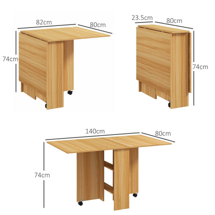 Small folding dining table, 140cm, space-saving, teak
