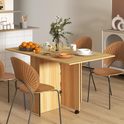 Small folding dining table, 140cm, space-saving, teak