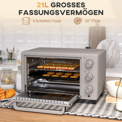 Compact 21L oven, 100°C-230°C, 3 cooking modes