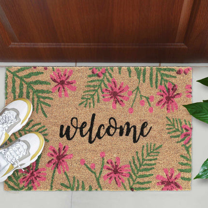 tropical welcome coir doormat