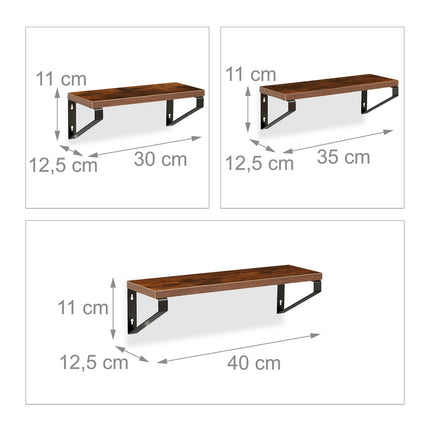 wall shelf set of 3 Industrial